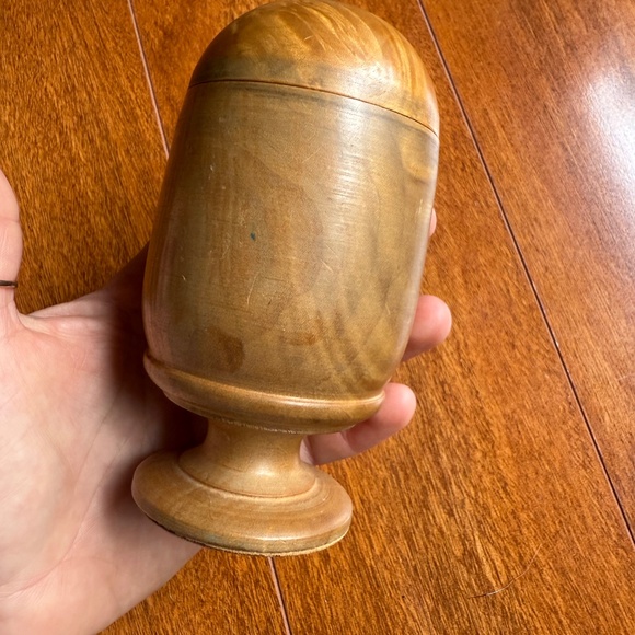 Wooden Lidded Pedestal Footed Container Jar Bowl Turned Wood Pill Silverer??. - Picture 3 of 9
